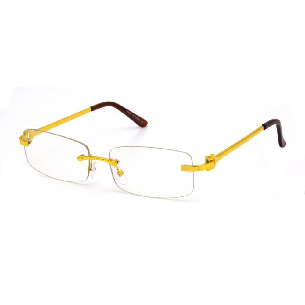 Clear Lens Men Sunglasses Square Rimless Gold Frame Hip Hop Style Small‎ Shades